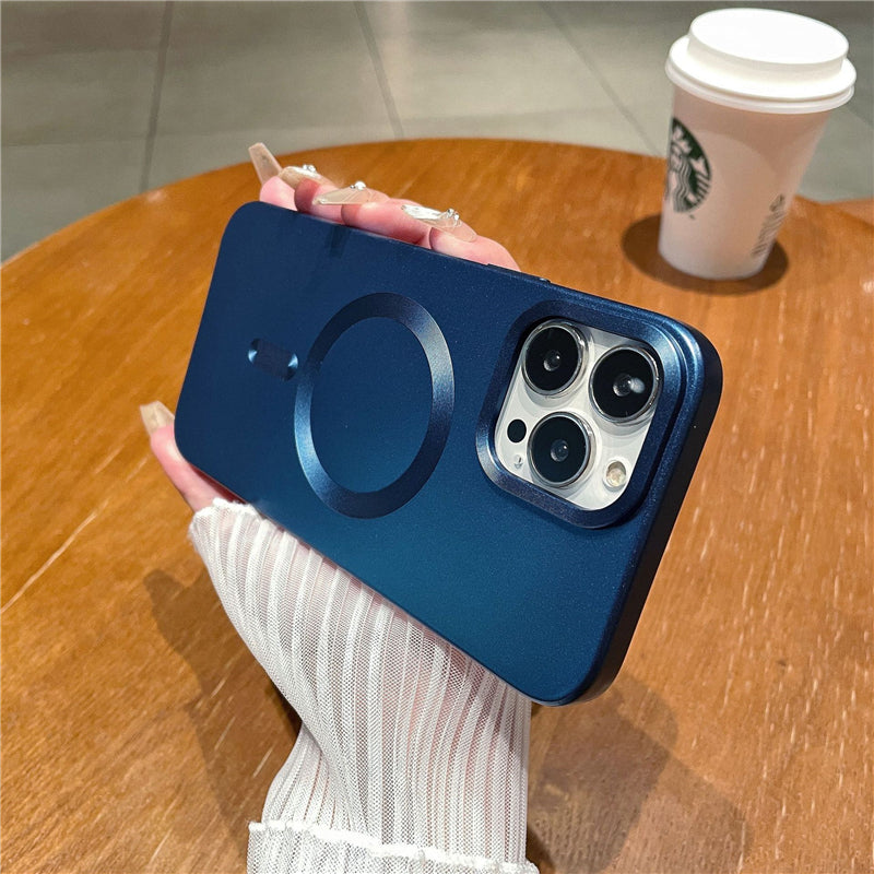 LuxuryKase LK101 Matte CD Print Magnetic Wireless Charging Mag-Safe Case with Camera Len Protection For Iphone