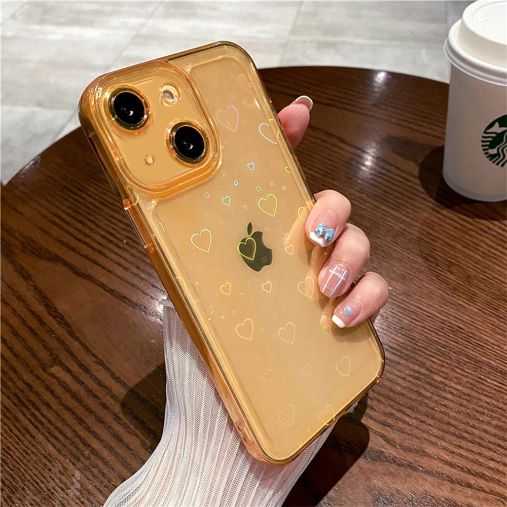 LuxuryKase LK121 3D Laser Glitter Love Heart Transparent Case For iPhone