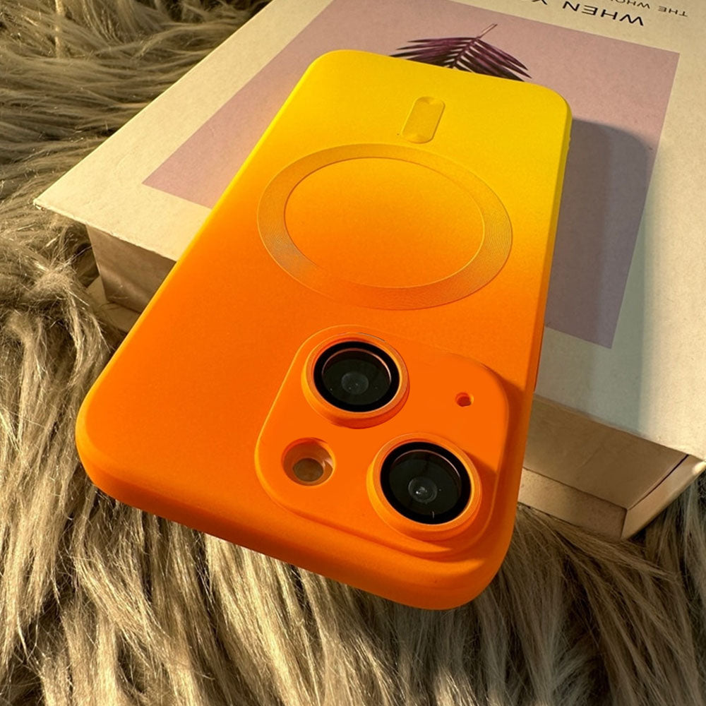 LuxuryKase Gradient Pattern Soft Silicone with Camera Lens Protector, Compatible with Mag-safe, Wireless Charging, and Magnetic Attachments For Iphone