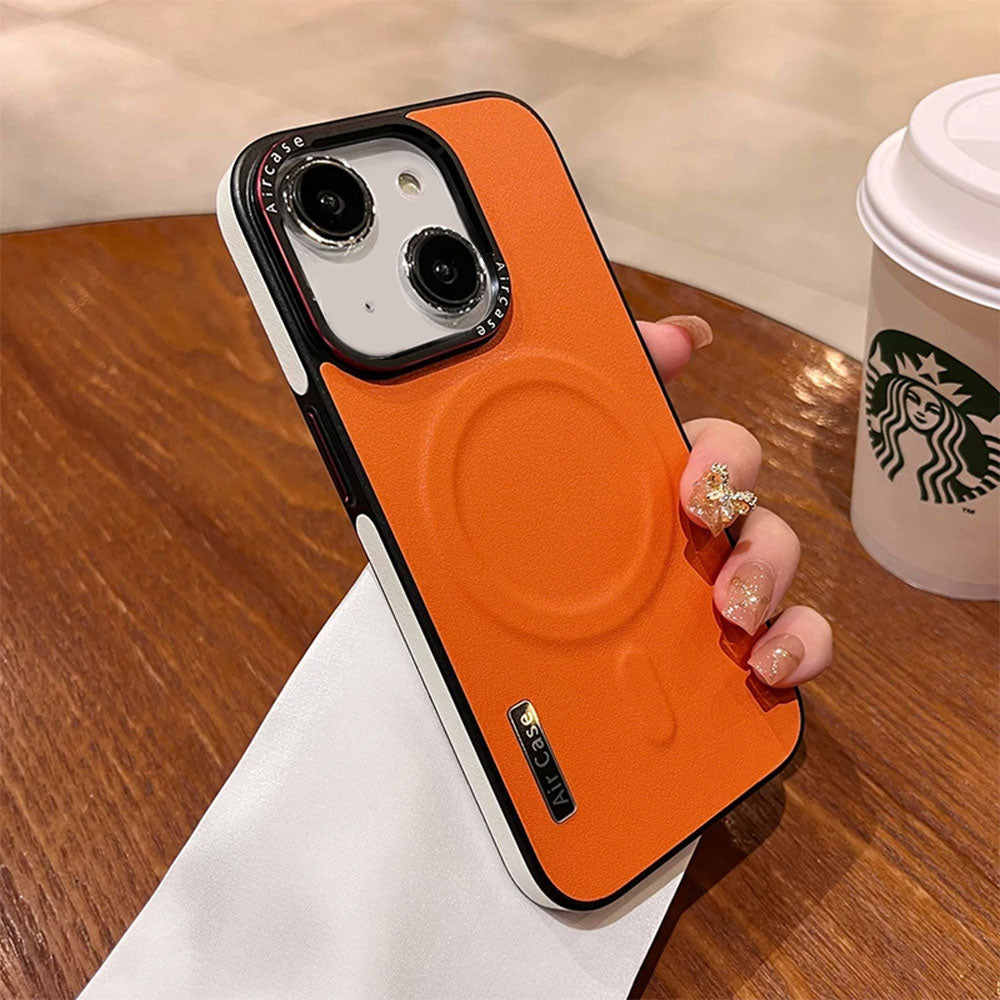 LuxuryKase LK116 Matte Leather Magnetic Mag-Safe Wireless Charging Shockproof Case For iPhone