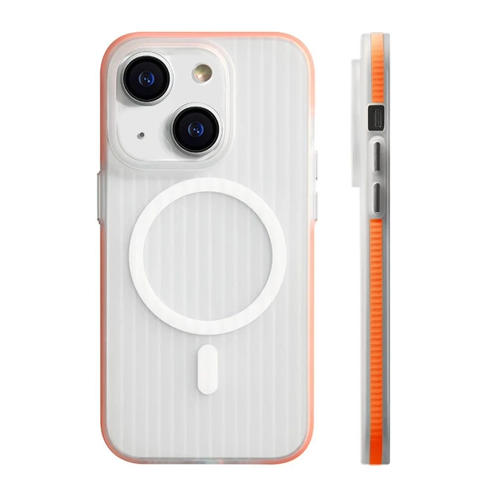 LuxuryKase LK115 Corrugated Pattern Non-slip Hard Bumper Mag-safe Magnetic Wireless Charge Matte Case For iPhone 12 13 14 15 Plus Pro Max
