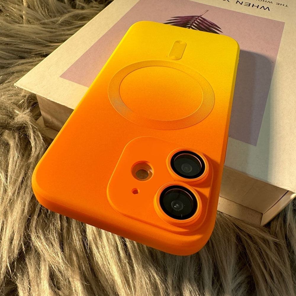 LuxuryKase Gradient Pattern Soft Silicone with Camera Lens Protector, Compatible with Mag-safe, Wireless Charging, and Magnetic Attachments For Iphone