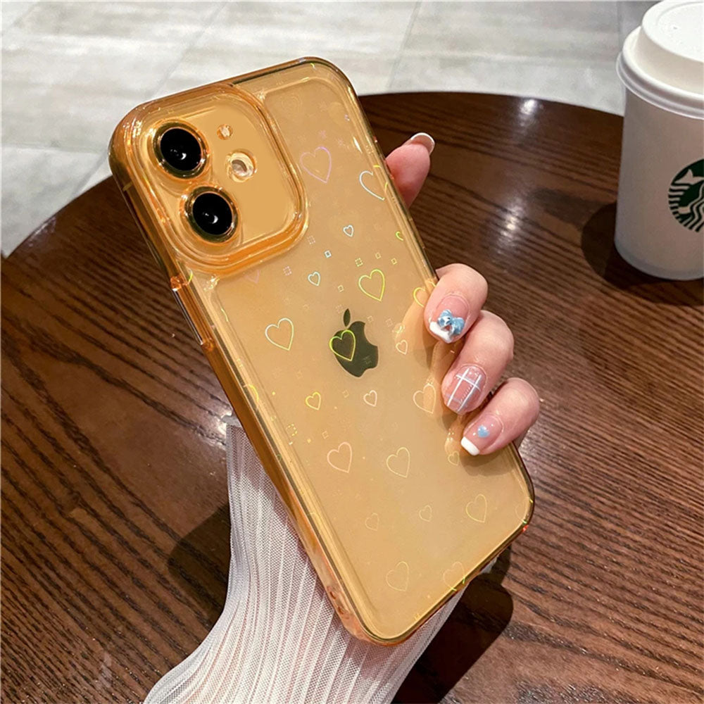 LuxuryKase LK121 3D Laser Glitter Love Heart Transparent Case For iPhone