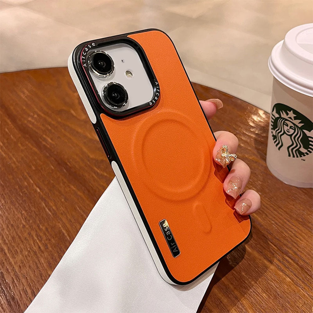 LuxuryKase LK116 Matte Leather Magnetic Mag-Safe Wireless Charging Shockproof Case For iPhone