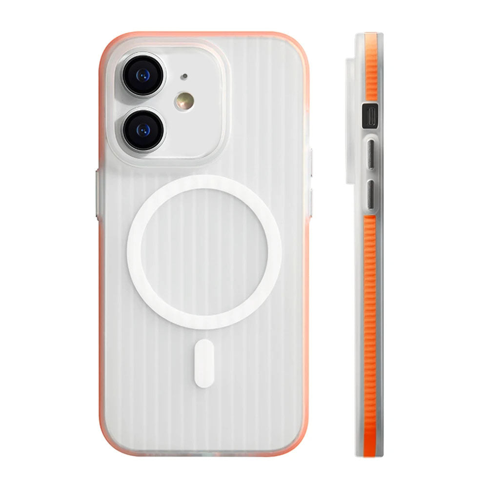 LuxuryKase LK115 Corrugated Pattern Non-slip Hard Bumper Mag-safe Magnetic Wireless Charge Matte Case For iPhone 12 13 14 15 Plus Pro Max