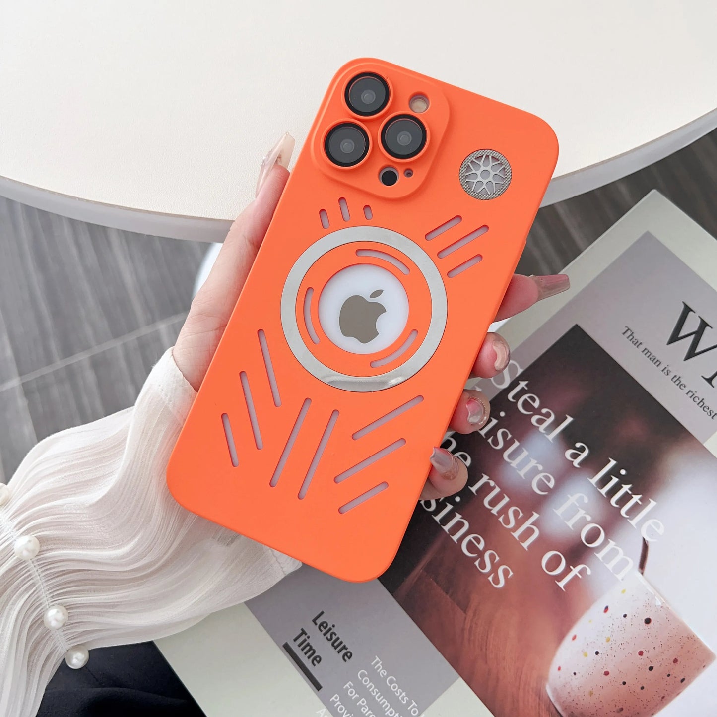 LuxuryKase Magnetic Heat Dissipation Cooling Breathable Mag-safe Matte Hard Case for iPhone