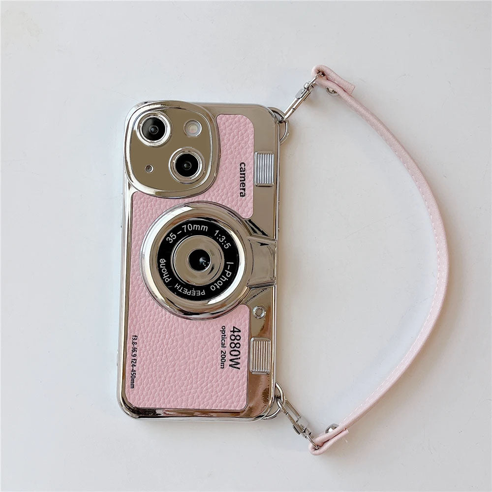 LuxuryKase LK106 3D Japan Korean Leather Pattern Protective Case With Hand Strap Case Cover for iPhone