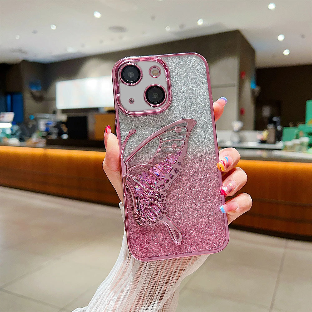 LuxuryKase LK099 Glitter Candy Electroplated Butterfly Lens Protection Case Cover For iPhone