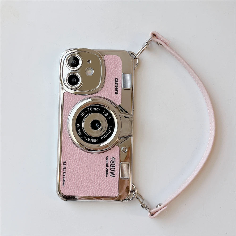 LuxuryKase LK106 3D Japan Korean Leather Pattern Protective Case With Hand Strap Case Cover for iPhone
