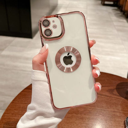 LuxuryKase Transparent Plating Hole Logo Case With Camera Protection For Iphone