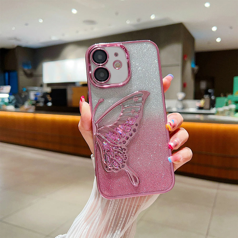 LuxuryKase LK099 Glitter Candy Electroplated Butterfly Lens Protection Case Cover For iPhone