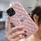 LuxuryKase Grid Glitter, Diamond Clear Logo, Jewelled Leather Case Cover For Iphone