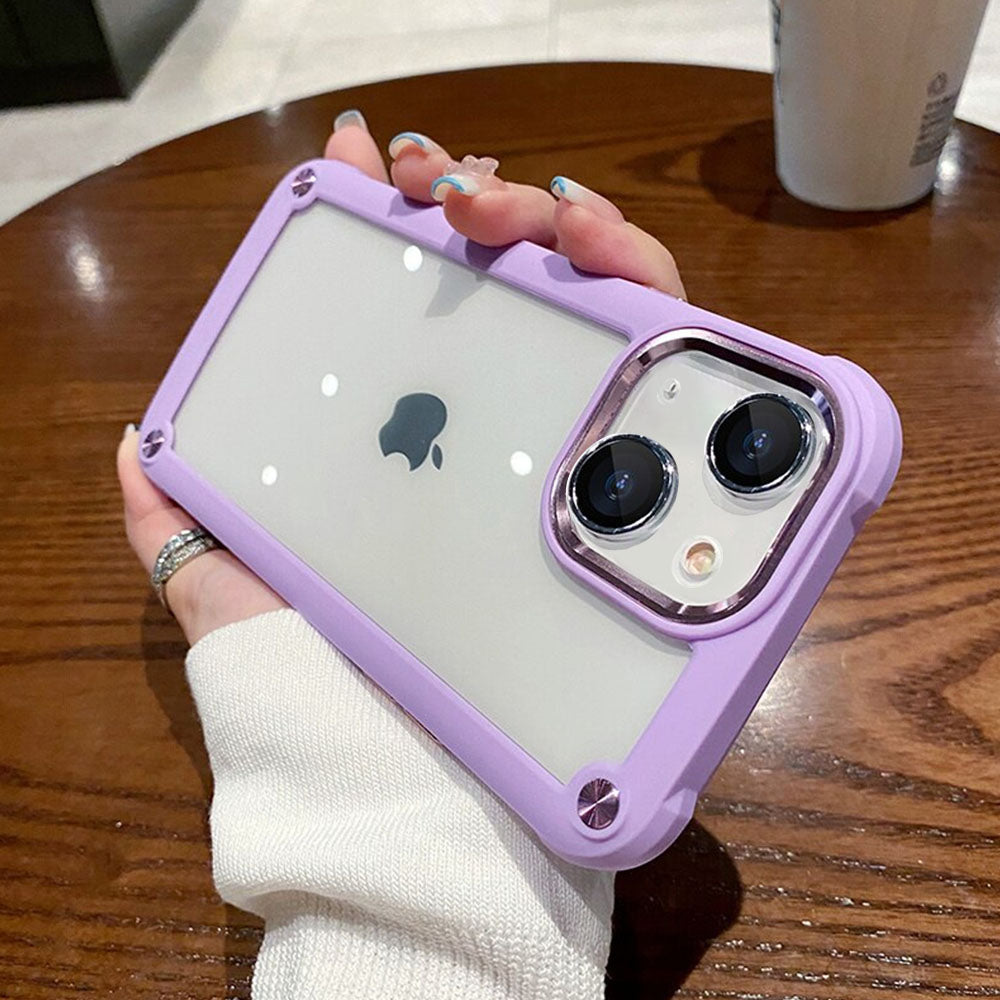 Luxurykase Clear Acrylic Metal Button Hard Case For Iphone