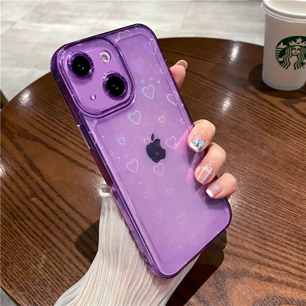 LuxuryKase LK121 3D Laser Glitter Love Heart Transparent Case For iPhone