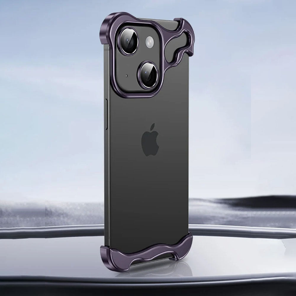 LuxuryKase LK114 Alien Titanium Alloy Corner Pads Bumper Upper And Bottom With Metal Lens Film Protection For iPhone 11 12 13 14 15 Plus Pro Max