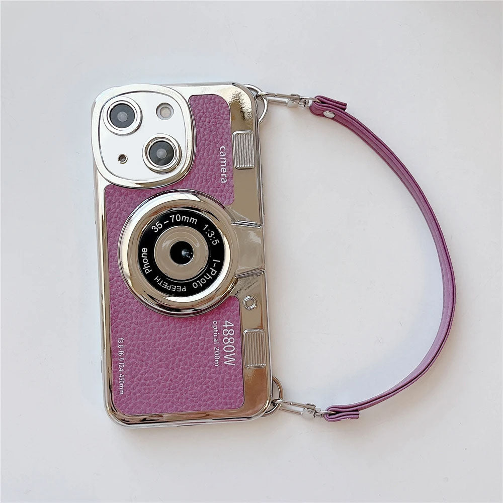 LuxuryKase LK106 3D Japan Korean Leather Pattern Protective Case With Hand Strap Case Cover for iPhone