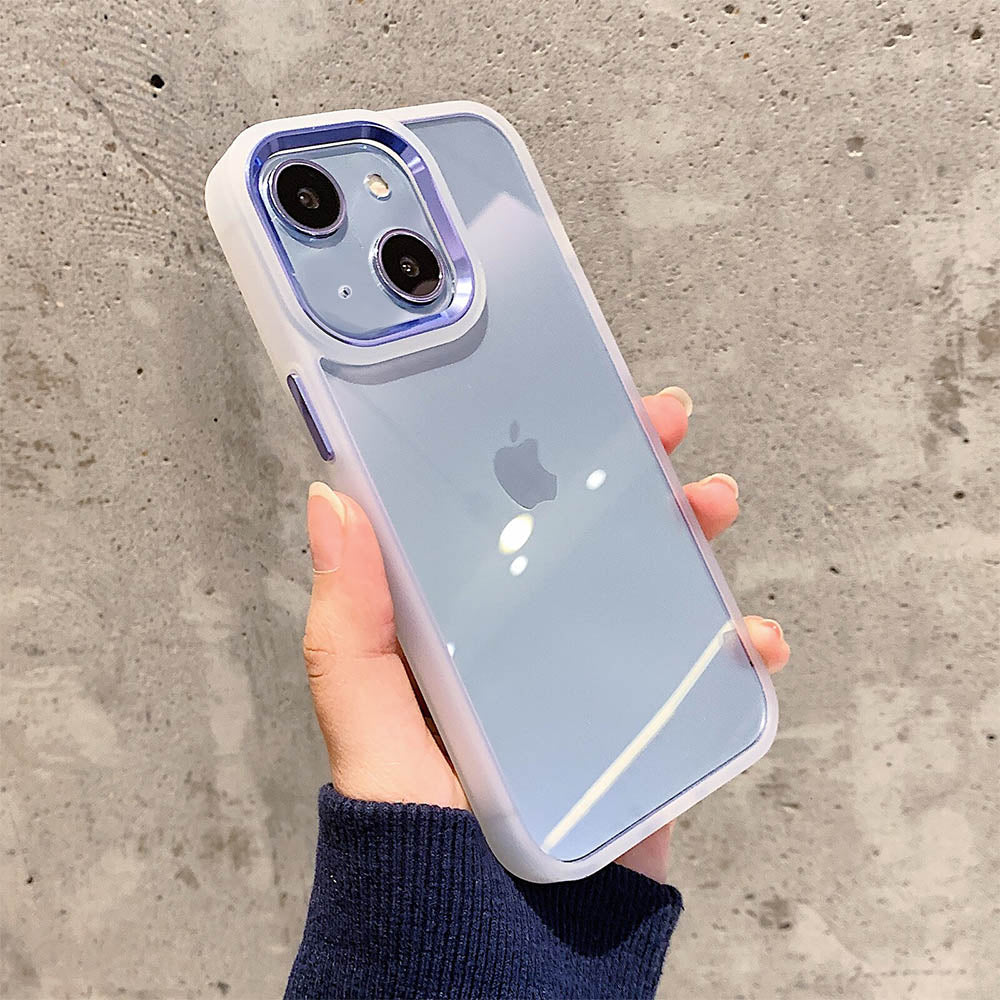 Luxurykase Clear Matte Bumper Shockproof Case With Metal Camera Protection For Iphone