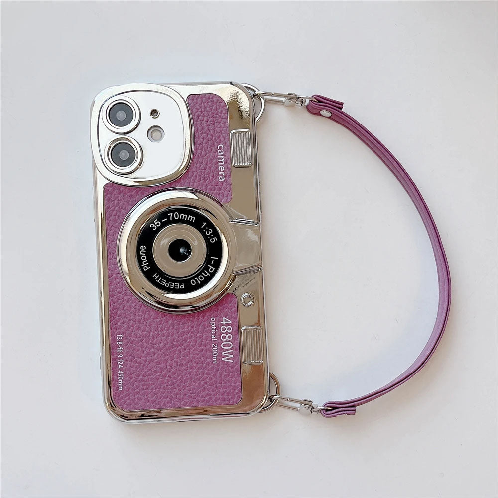 LuxuryKase LK106 3D Japan Korean Leather Pattern Protective Case With Hand Strap Case Cover for iPhone