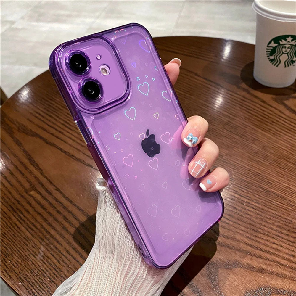 LuxuryKase LK121 3D Laser Glitter Love Heart Transparent Case For iPhone