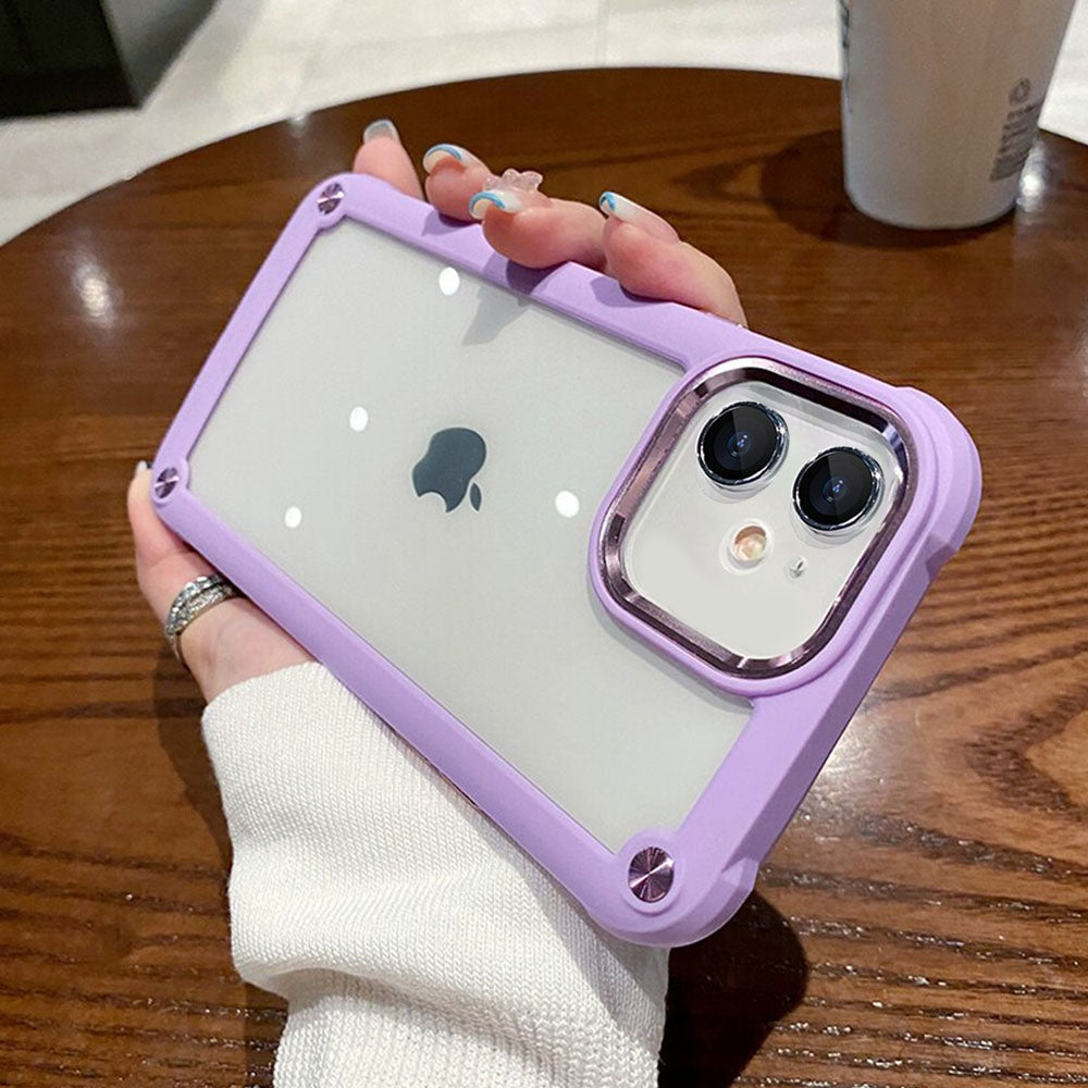 Luxurykase Clear Acrylic Metal Button Hard Case For Iphone