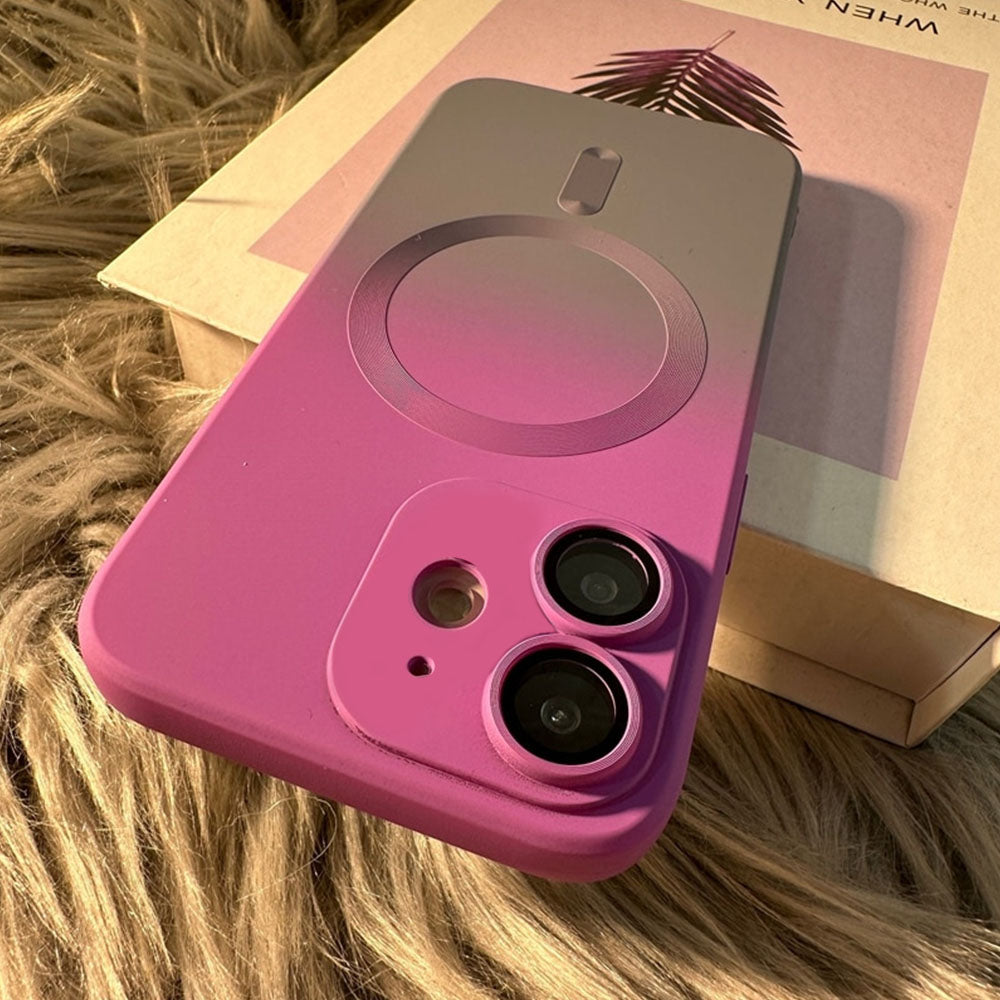 LuxuryKase Gradient Pattern Soft Silicone with Camera Lens Protector, Compatible with Mag-safe, Wireless Charging, and Magnetic Attachments For Iphone