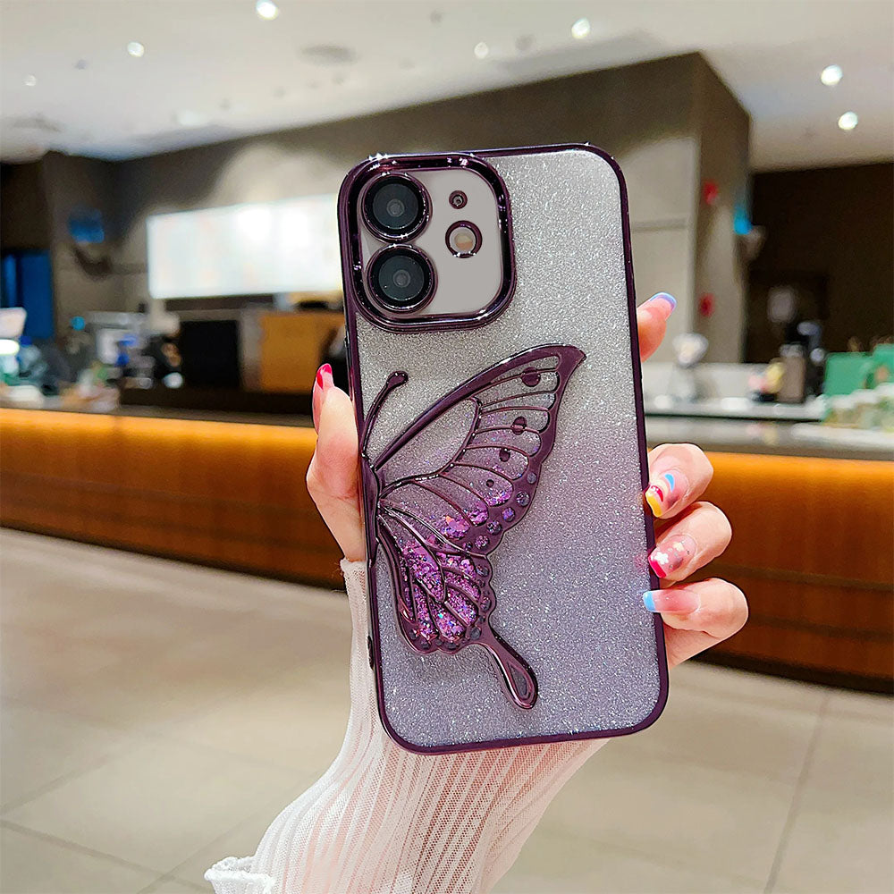 LuxuryKase LK099 Glitter Candy Electroplated Butterfly Lens Protection Case Cover For iPhone