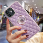 LuxuryKase Grid Glitter, Diamond Clear Logo, Jewelled Leather Case Cover For Iphone
