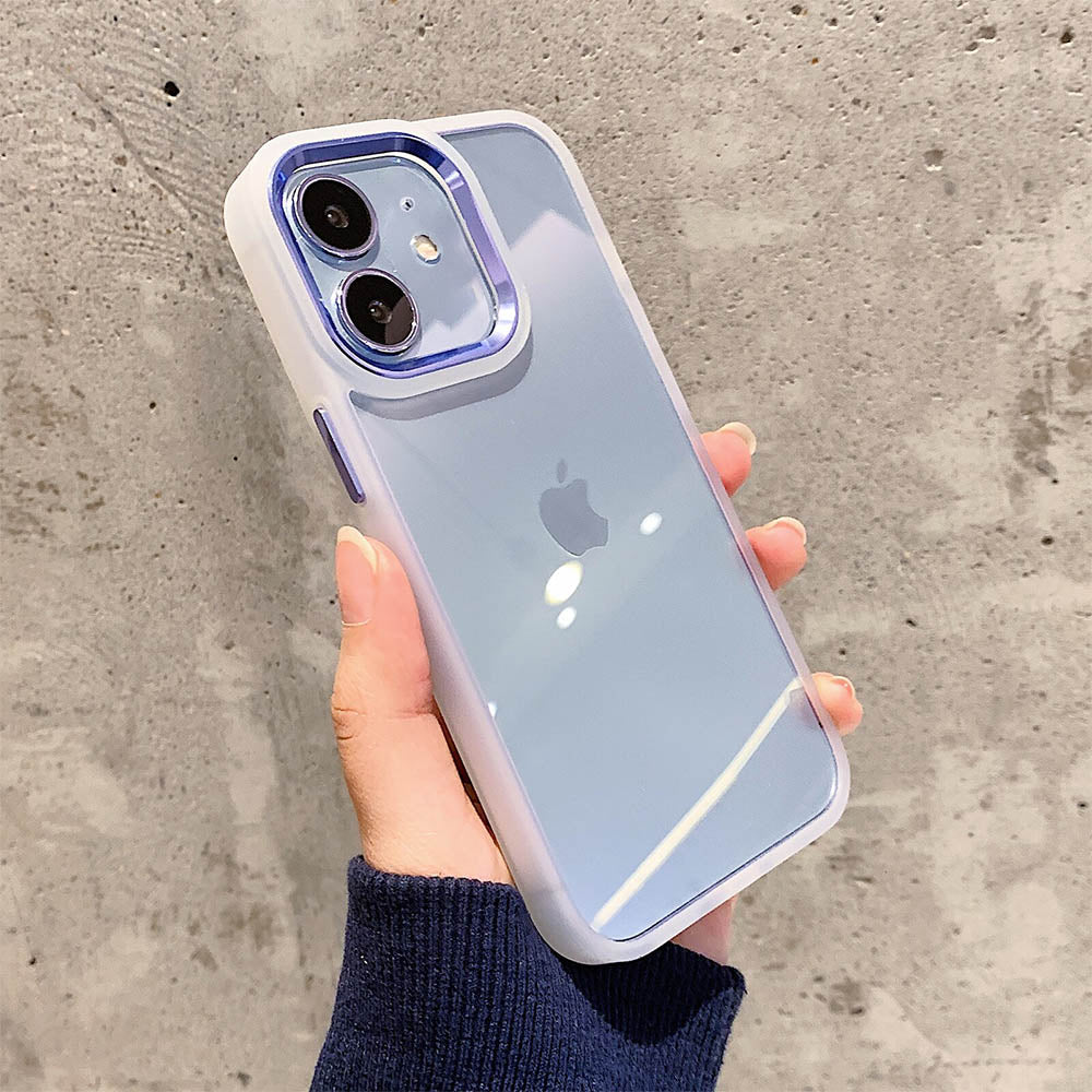 Luxurykase Clear Matte Bumper Shockproof Case With Metal Camera Protection For Iphone