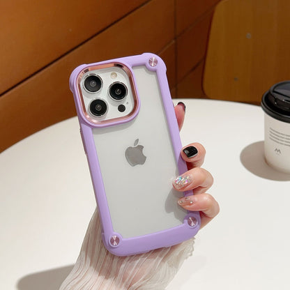 LuxuryKase Clear Armor Shockproof Acrylic Metal Button Hard Case Cover For Iphone