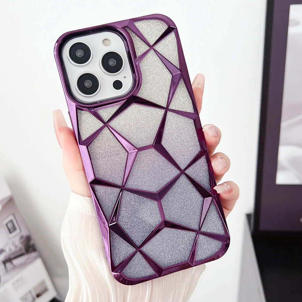 LuxuryKase LK079 Geometric Shape Diamond Mesh Pattern Case Cover for iPhone