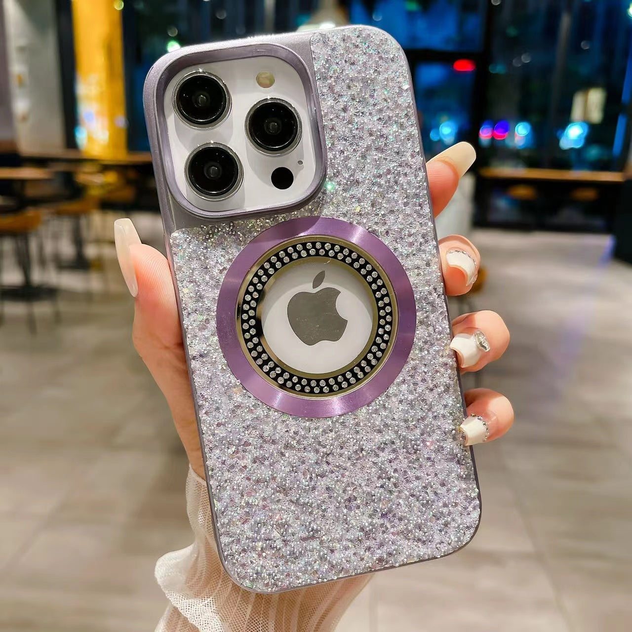 LuxuryKase LK083 Sparkling Powder Mag-Safe Wireless Charging Case for iPhone