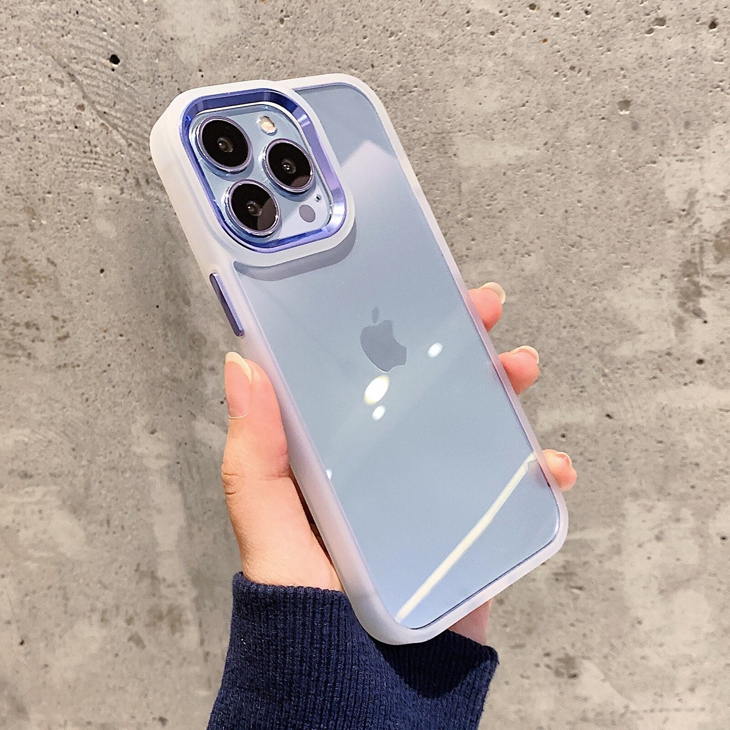 Luxurykase Clear Matte Bumper Shockproof Case With Metal Camera Protection For Iphone