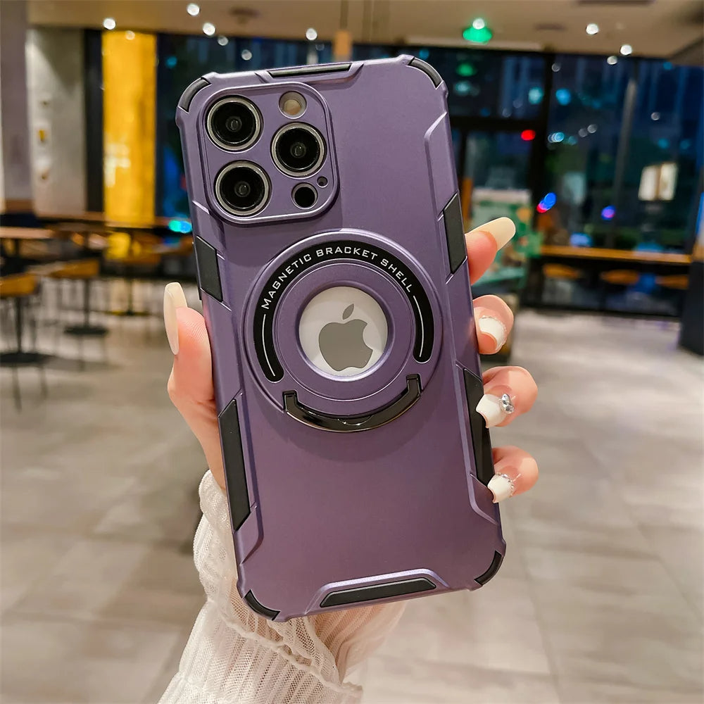 LuxuryKase LK105 Shockproof Magnetic Stand Wireless Charging Mag-Safe Case Cover for iPhone