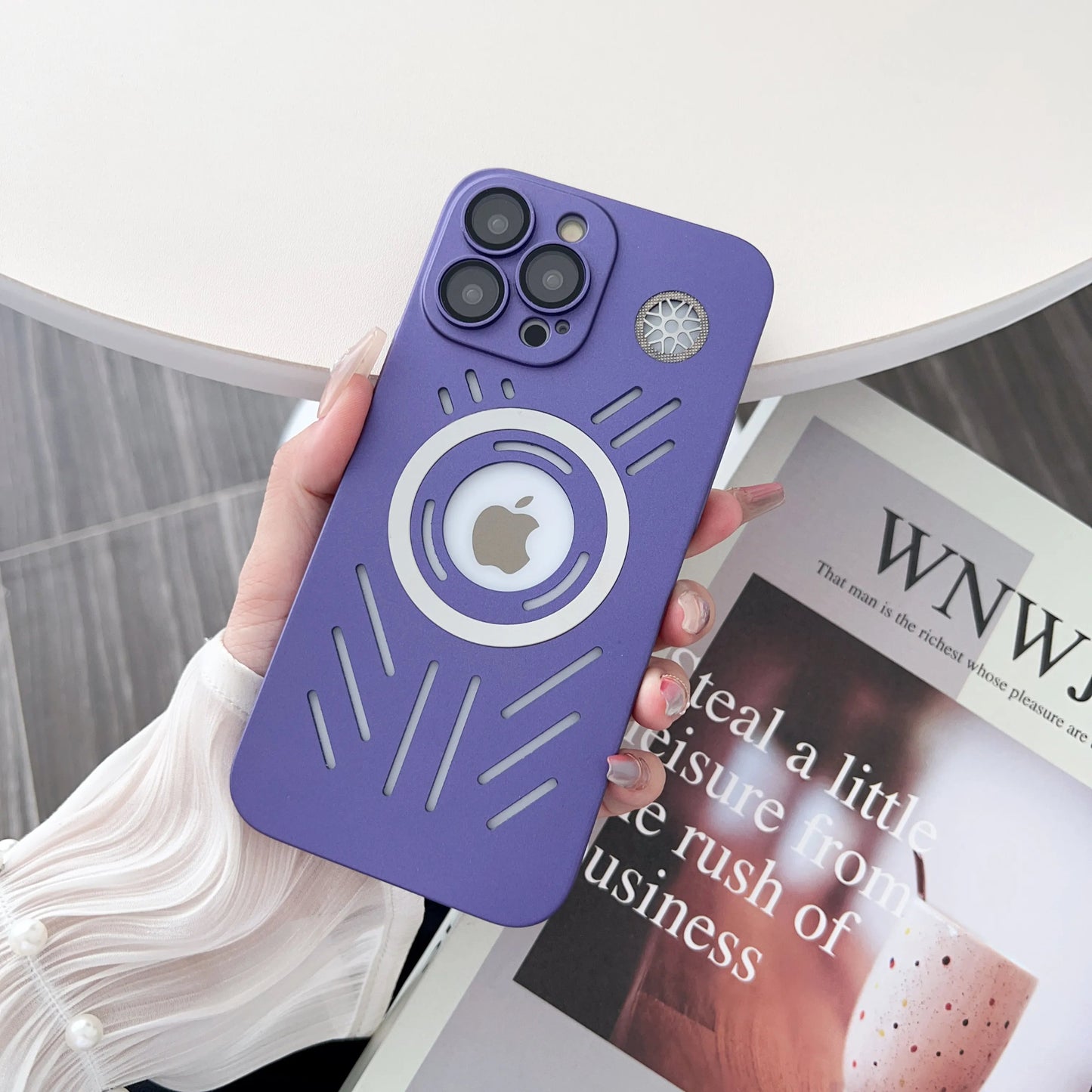 LuxuryKase Magnetic Heat Dissipation Cooling Breathable Mag-safe Matte Hard Case for iPhone