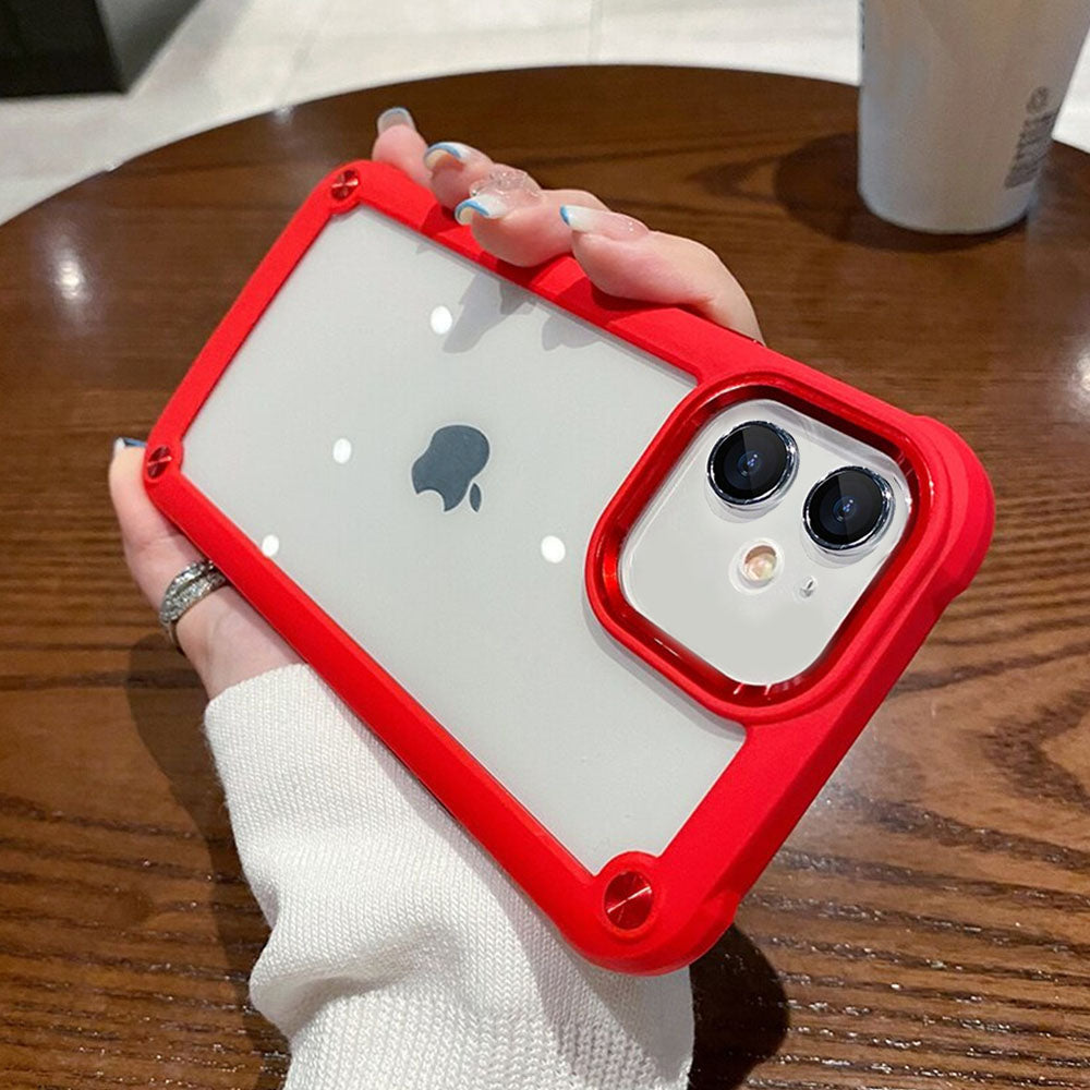 Luxurykase Clear Acrylic Metal Button Hard Case For Iphone