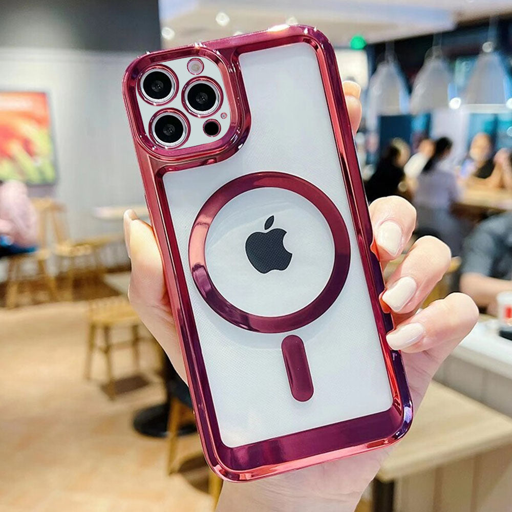 LuxuryKase Transparent Magnetic Soft Cover, Compatible With Mag-safe, Magnetic Wireless Charging, and Attachments For Iphone