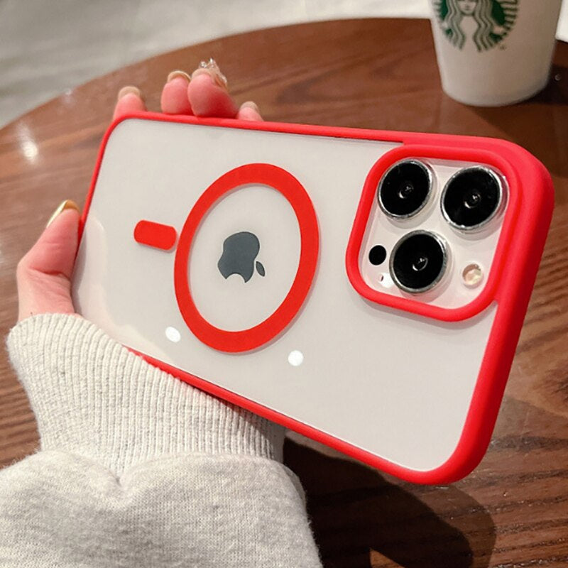 Luxurykase Clear Acrylic Case Compatible Mag-safe Magnetic Wireless Charging Cover For Iphone