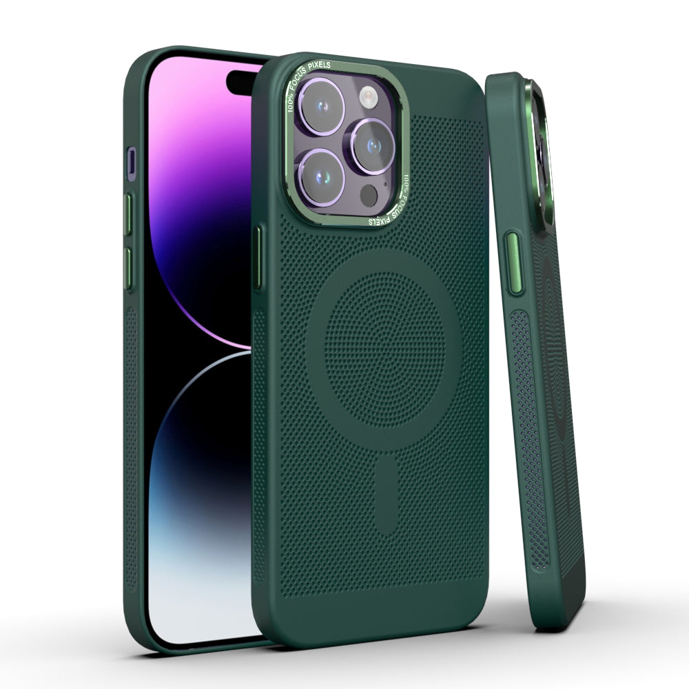 LuxuryKase LuxuryKase Ultra Slim Full Coverage Heat Sink Case with Honeycomb Mesh Effective Heat Dissipation Compatible Mag-Safe For Iphone