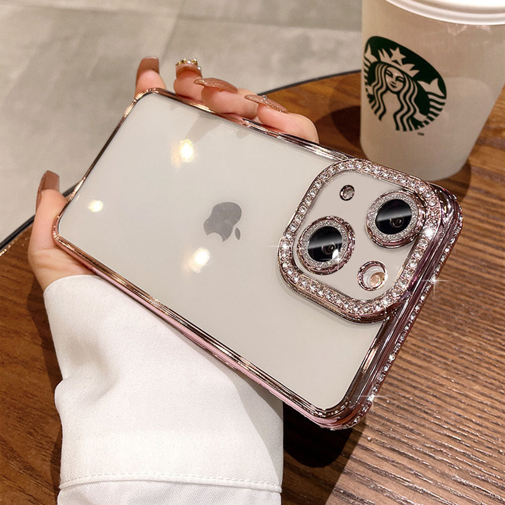 LuxuryKase Plating Glitter Diamond Transparent Shockproof Case For Iphone