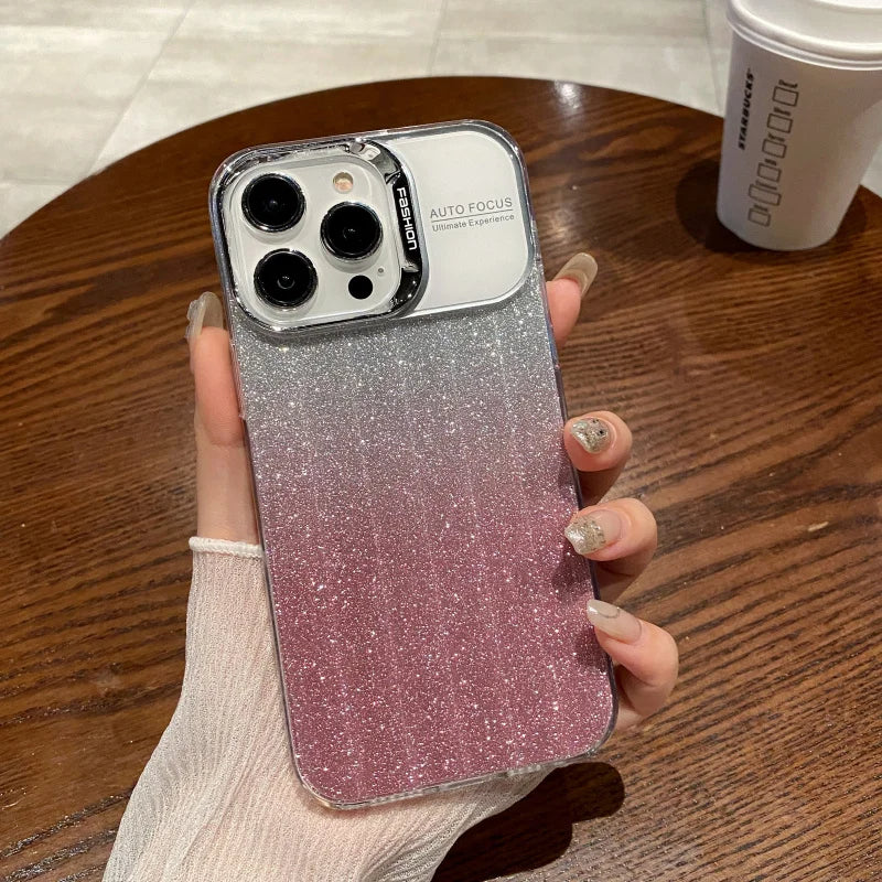 LuxuryKase LK120 Fashion Transparent Glitter Bling Gradient Soft Case For iPhone