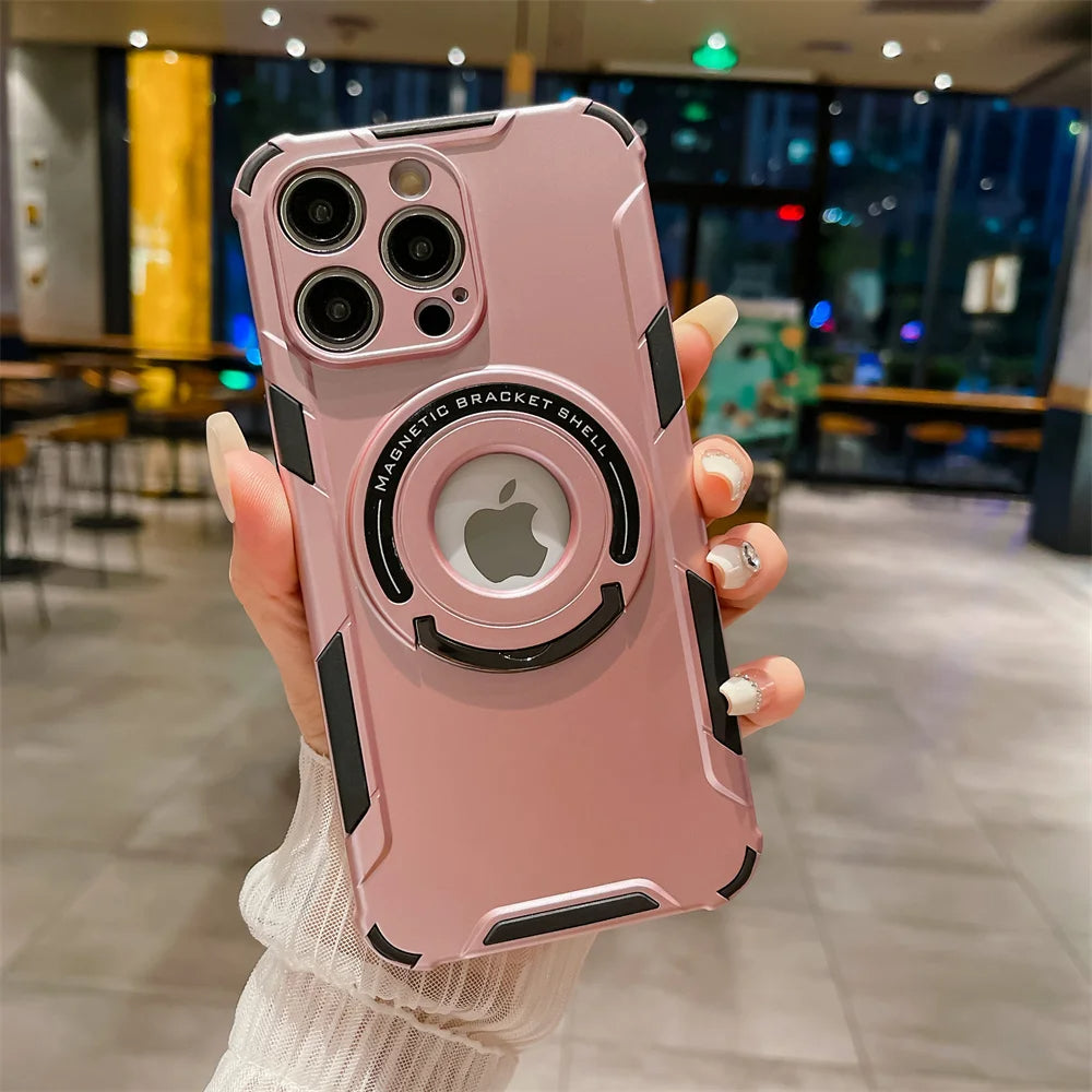 LuxuryKase LK105 Shockproof Magnetic Stand Wireless Charging Mag-Safe Case Cover for iPhone