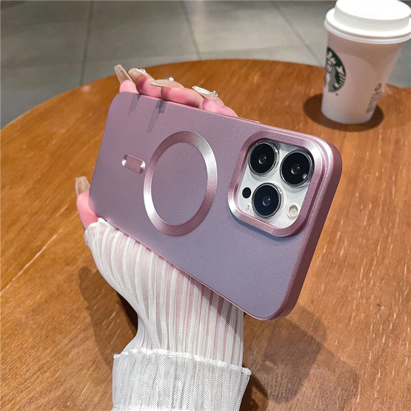 LuxuryKase LK101 Matte CD Print Magnetic Wireless Charging Mag-Safe Case with Camera Len Protection For Iphone