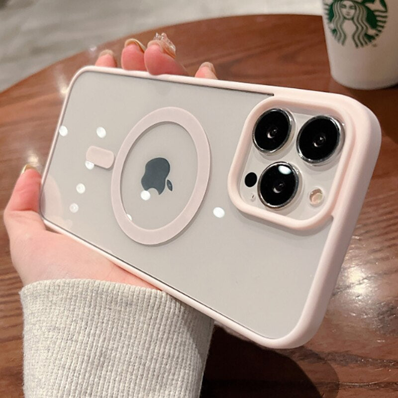 Luxurykase Clear Acrylic Case Compatible Mag-safe Magnetic Wireless Charging Cover For Iphone