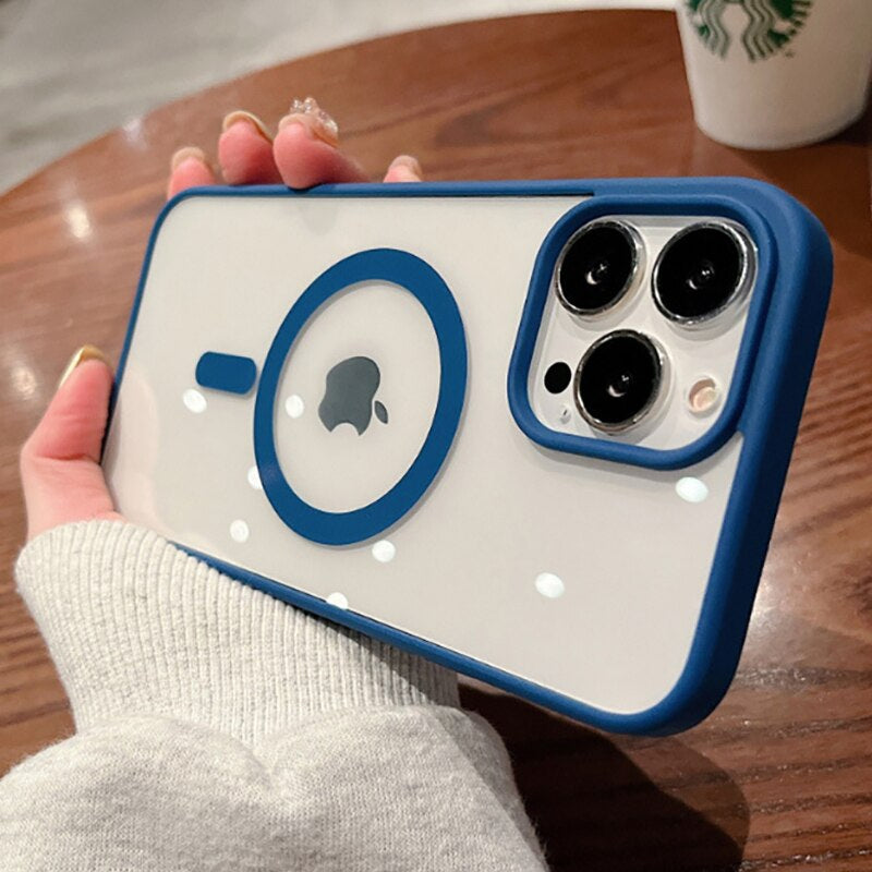 Luxurykase Clear Acrylic Case Compatible Mag-safe Magnetic Wireless Charging Cover For Iphone