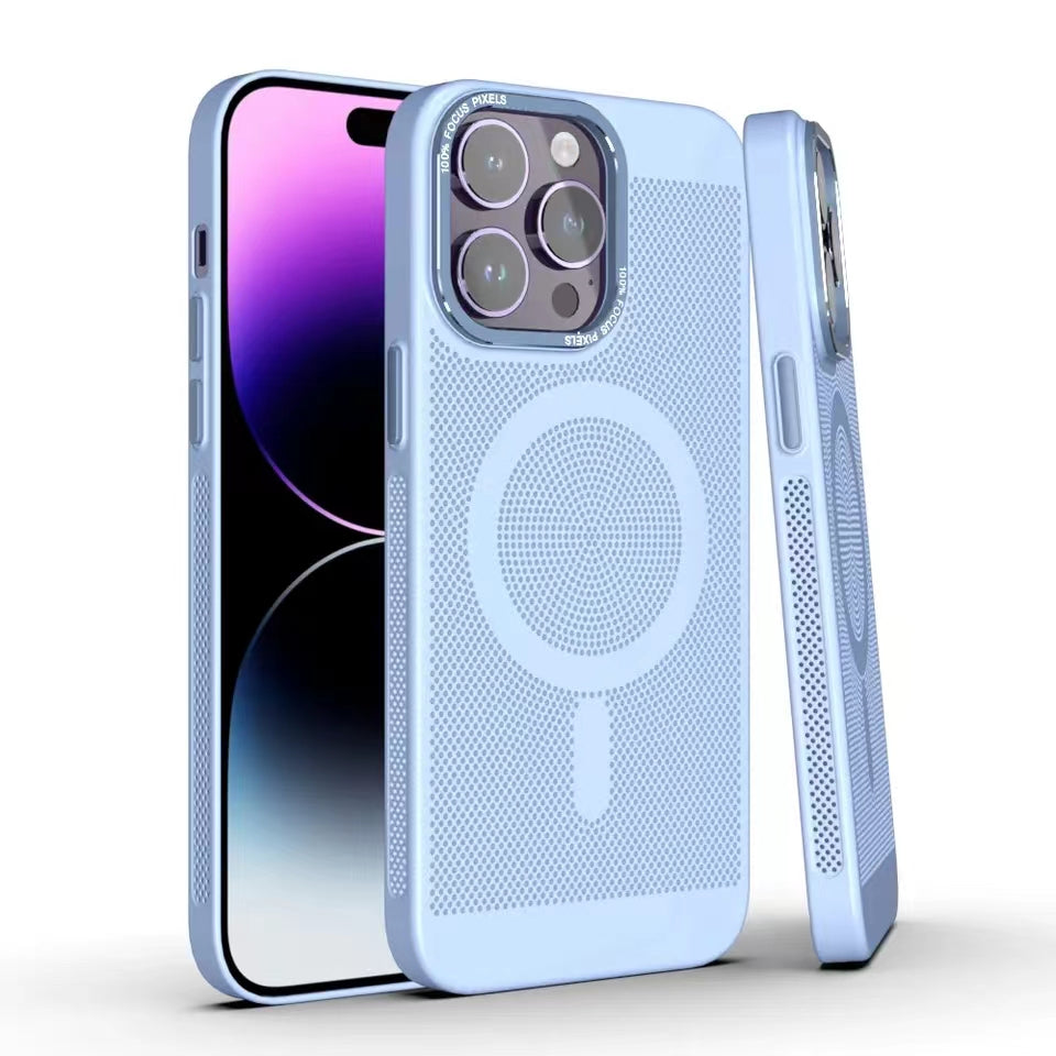 LuxuryKase LuxuryKase Ultra Slim Full Coverage Heat Sink Case with Honeycomb Mesh Effective Heat Dissipation Compatible Mag-Safe For Iphone