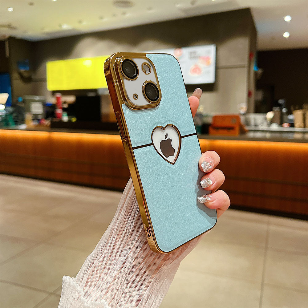 LuxuryKase LK110 Precision Heart Hole Leather Case with Lens Protection for iPhone