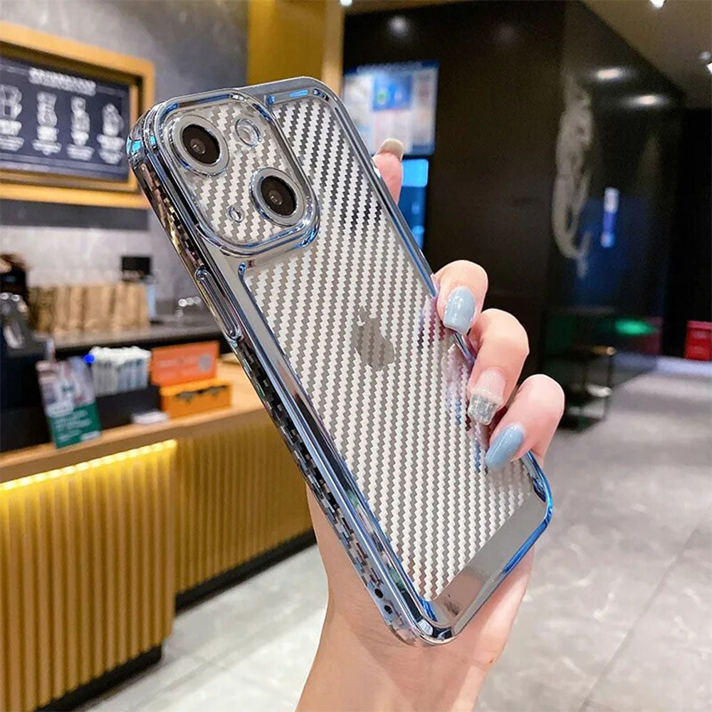 LuxuryKase Creative Plating Carbon Fiber Case Cover for iPhone