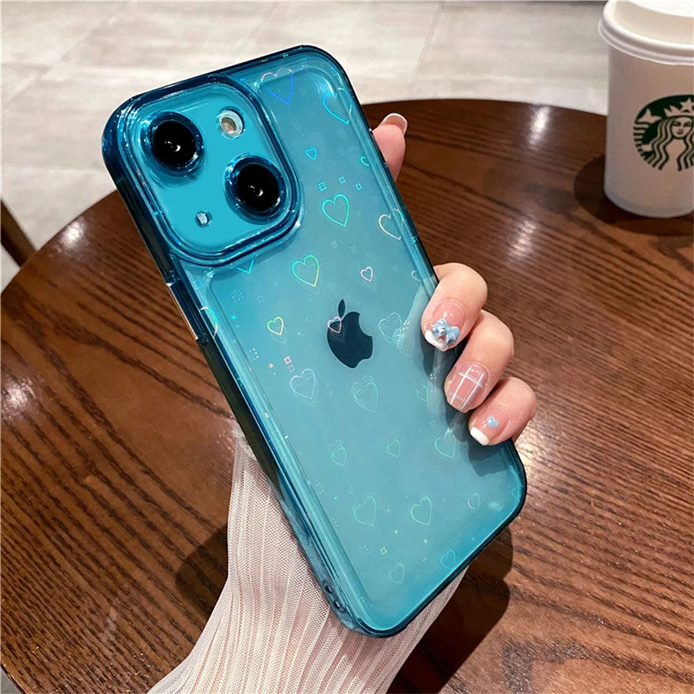 LuxuryKase LK121 3D Laser Glitter Love Heart Transparent Case For iPhone