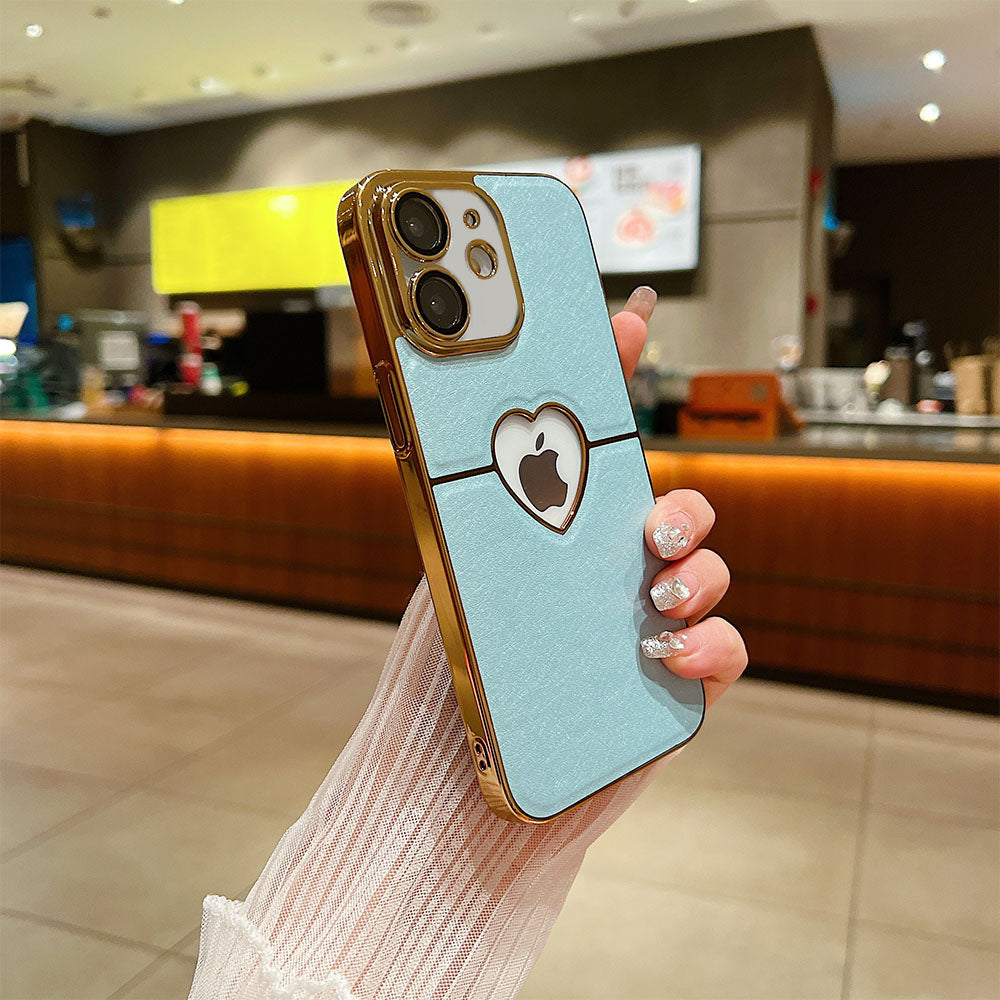 LuxuryKase LK110 Precision Heart Hole Leather Case with Lens Protection for iPhone