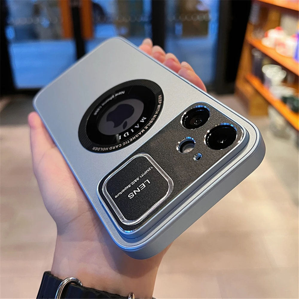 LuxuryKase LK109 Metal Camera Protection Magnetic Mag-Safe Wireless Charging Hard Armor Case Cover For Iphone